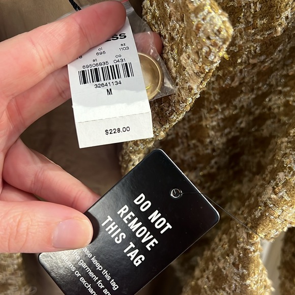 SOLD EXPRESS long tweed blazer metallic bronze gold tan worn by celebrity - Picture 13 of 17